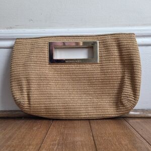 Michael Kors Berkley Tan Woven Clutch